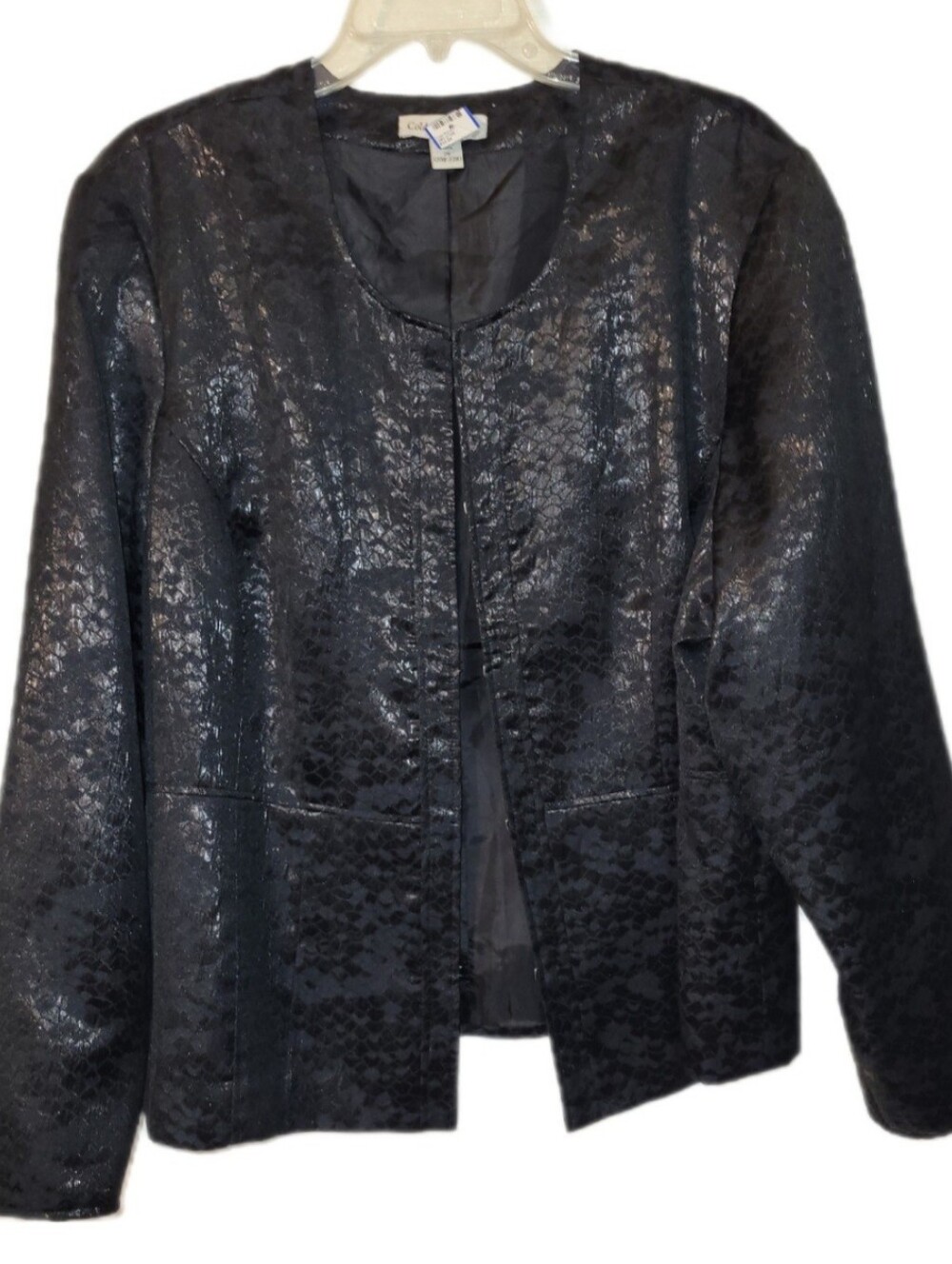 Dark Academia Gray Black Reptilian Shimmer Lightweight Jacket Size 2X Fall